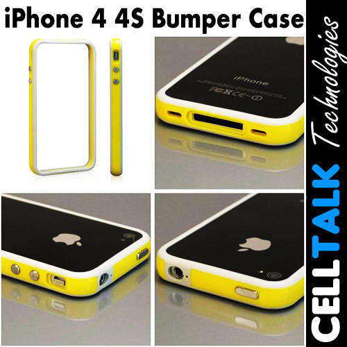 Soft TPU Bumper Case Cover For iPhone 4 4S YELLOW & WHITE